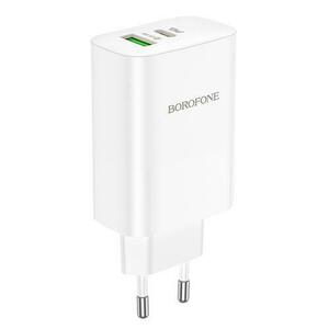 Incarcator Retea Borofone BN10, 65W, 5A, 1 x USB-A - 1 x USB-C, Alb imagine