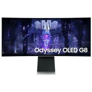 Monitor Gaming OLED Samsung 34inch LS34BG850SUXEN, UWQHD (3440 x 1440), Micro HDMI, AMD FreeSync, Ecran Curbat, Boxe, 175 Hz, 0.1 ms (Argintiu), cu accesorii imagine