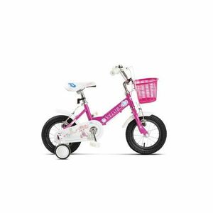 Bicicleta Copii 2-4 ani Velors V1202B, Roti 12 Inch, Frana fata/spate V-Brake, Roti Ajutatoare, Fucsia/Alb imagine