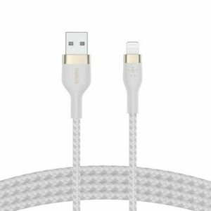 Cablu Belkin BOOST CHARGE PRO Flex USB-A catre LTG, Silicon impletit, 2M, Alb imagine