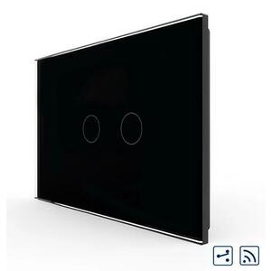 Intrerupator dublu wireless cu touch Livolo din sticla (Negru) imagine