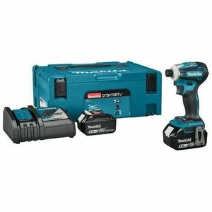 Masina de insurubat cu impact Makita DTD172RTJ, 18 V, 180 Nm, include 2 acumulatori de 5.0 Ah (Albatru) imagine