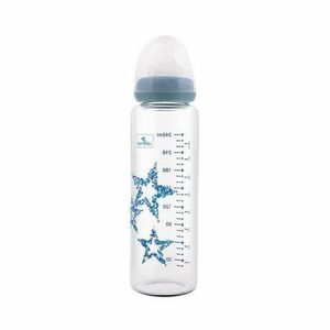 Biberon din sticla cu tetina anti-colici Lorelli, 0 luni+, 240 ml, Blue imagine