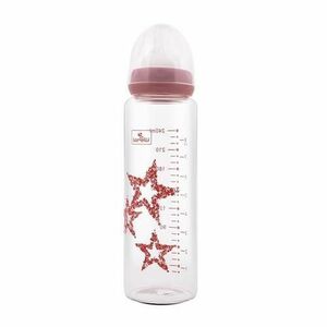 Biberon din sticla cu tetina anti-colici Lorelli, 0 luni+, 240 ml, Pink imagine