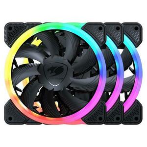 Set 3 ventilator Cougar Vortex VK120 RGB, iluminare RGB, 120mm, 1500 rpm, PWM (Negru) imagine