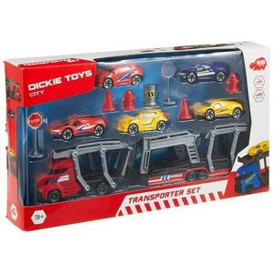 Set Camion de transport + 5 Masinute + Accesorii, Dickie Toys, Plastic, 3 ani+, Multicolor imagine