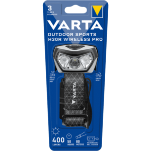 Lanterna LED frontala reincarcabila Varta Outdoor Sports H30R Wireless Pro, 400 lm, IPX7, acumulator 1800 mAh imagine