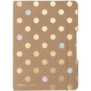 Caiet Herlitz MyBook Flex, A5, 40f, 80gr, patratele, coperta din material fara celuloza Pure Glam, elastic auriu imagine