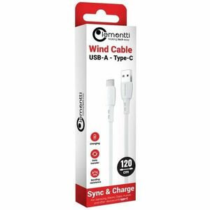 Cablu de date Lemontti LEMCUTYPC12A, USB-A la Type-C, 1.2m, Alb imagine