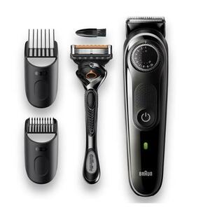 Aparat de tuns barba Braun Beard Trimmer BT3342, Wet&Dry, buton rotativ de precizie, 39 de setări pentru lungime, 2 piepteni, Aparat de ras Gillette (Negru) imagine