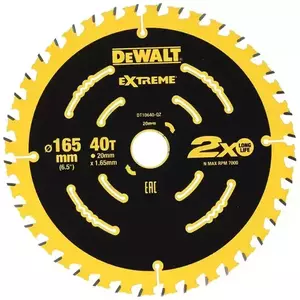 Panza de ferastrau circular Dewalt EXTREME 165x20, Z 40 DT10640-QZ imagine