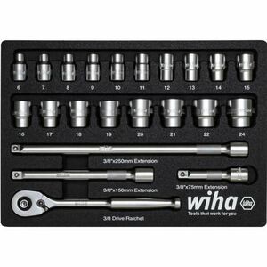 Set chei cu clichet Wiha WH44708, 3/8inch, cu insertie din spuma, 23 piese imagine