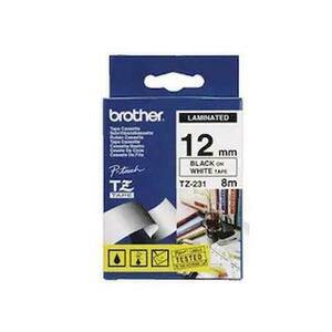 Banda continua laminata Brother TZE231S2, 12mm, 4m (Negru/Alb) imagine