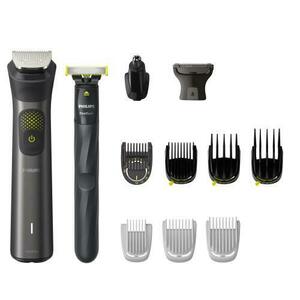 Set OneBlade & Aparat de tuns barba si parul 13 in 1 Philips Multigroom All in One MG9530/15, tehnologie BeardSense si OneBlade, lame din otel cu auto-ascutire, 27 setari de lungime, rezistent la apa, husa (Negru) imagine