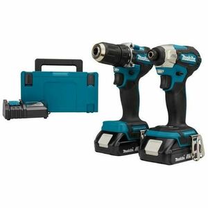 Set 2 scule electrice Makita DLX2423JX4, Masina de gaurit si insurubat DDF487Z, Masina de insurubat cu impact DTD157Z + 2x Acumulatori 18 V 3.0 Ah, Incarcator DC18RC si Valiza Makpac imagine