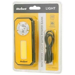 Lampa LED pentru atelier Rebel URZ0926-1, 3 W LED + 3 W COB, 300 lm, 80 m, Cu powerbank 1800 mAh imagine