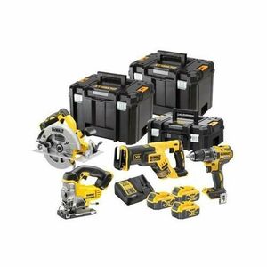 Set 4 masini cu acumulatori Dewalt DCK421P3T-QW, Masina de insurubat DCF887P2, Polizor unghiular DCG405, Ciocan rotopercutor DCH273, Masina de gaurit DCD796N + 3 Acumulatori 18 V 5 Ah + Incarcator multi-tensiune + 2 Cutii Tough System Kit imagine