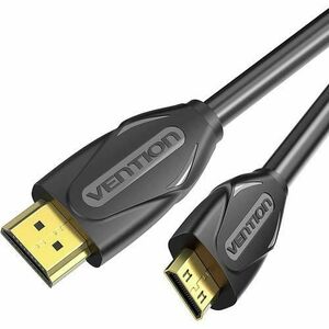 Cablu video Vention, HDMI(T) la HDMI(T), 1.5m, rezolutie maxima 4K la 60Hz, conectori auriti, cupru, plat, invelis PVC, Negru imagine