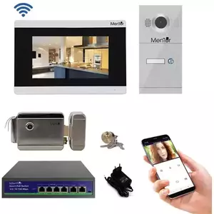 Kit Interfon Video 1 familie wireless WiFi IP65 1.3MP 7 inch Color 3in1 POE RJ45 Mentor SYKT028 imagine