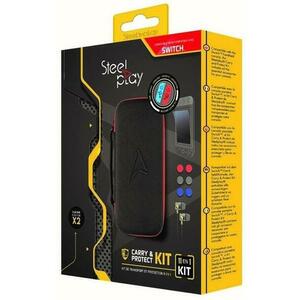 Kit protectie Steel Play 11-in-1, Husa cu maner, 6x thumbstick din silicon, 1x protectie ecran, 1x aplicator, 1x material textil pentru curatat, Pentru Nintendo Switch imagine