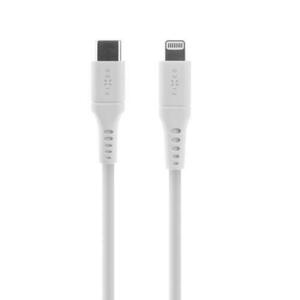 Cablu scurt de incarcare si date din silicon FIXED, conectori USB-C/Lightning, suport PD, 0, 5 m, MFI (Alb) imagine