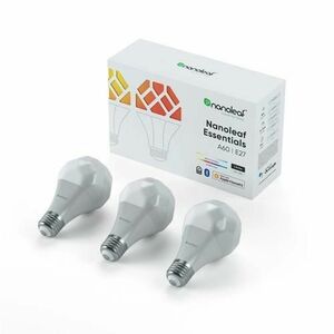 Pachet 3 Becuri LED RGBW inteligent Nanoleaf Essentials Smart, Thread, Bluetooth, E27, 9W, 806 lm, lumina alba si colorata imagine