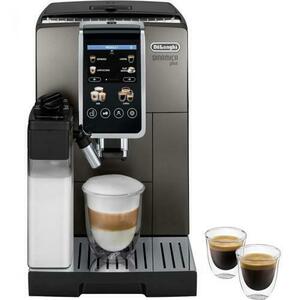 Espressor automat De'Longhi Dinamica Plus ECAM 380.95.TB, 2 carafe pentru lapte, tehnologie LatteCrema, 1.8 l, 1450 W, 15 bar (Negru/Gri inchis) imagine