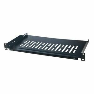 Raft fix Logilink SF1C35B, 1U Pentru rack 19″, adancime 250mm, Sarcina maxima 10 kg, Vopsea antistatic, Otel 1.5 mm (Negru) imagine