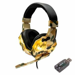 Casti Gaming Spacer SPGH-CAMO-USB, microfon pe brat, conectare prin adaptor USB 2.0 sau Jack 3.5 mm x 2 (Multicolor) imagine