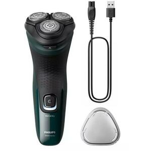 Aparat de ras electric Philips X3002/00 Wet & Dry, 27 de lame, Autonomie 40 minute, Capete Flex 4D, Waterproof IPX7 (Negru/Verde) imagine