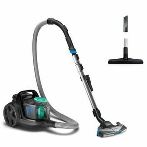 Aspirator fara sac Philips seria 5000 FC9550/09, 900 W, 1.5 l, Tehnologia PowerCyclone 7 Filtru HEPA 13, Cap de aspirare TriActive+ (Negru/Verde) imagine