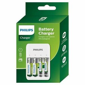 Incarcator USB Philips pentru acumulatori 2 x AAA 700 mAh + 2 x AA 1300 mAh (Alb) imagine