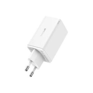 Incarcator retea Baseus GaN6 Pro, 65W, 2x USB si 2x USB-C, Fast Charge, Cablu USB-C la USB-C inclus (Alb) imagine