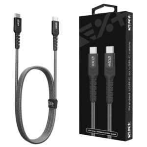 Cablu de date Next One Braided, USB-C - USB-C, 1.2m, 3A, Gri imagine