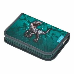 Penar echipat Herlitz motiv Green Rex, 31 piese, cu 2 clape, dimensiune 14 x 20, 3 x 3, 5 cm imagine