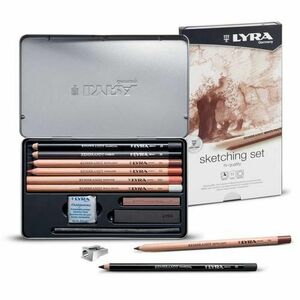 Creioane + accesorii LYRA Rembrandt Sketching, pentru desene si schite, 11 piese, cutie metalica imagine