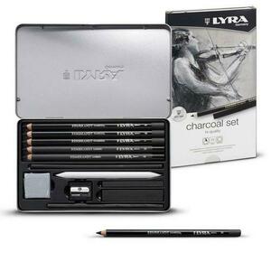 Creioane + accesorii LYRA Rembrandt Charcoal, pentru desene si schite, 12 piese/cutie metalica imagine