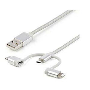 Cablu de date StarTech LTCUB1MGR, 1m, USB, Lightning, USB Type-C, MicroUSB (Alb) imagine