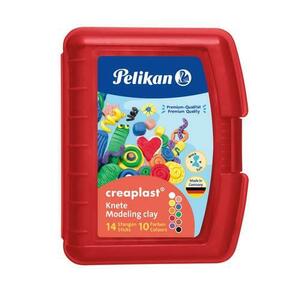 Plastilina Pelikan Creaplast 240g, set 14 batoane, 10 culori asortate (Rosu) imagine