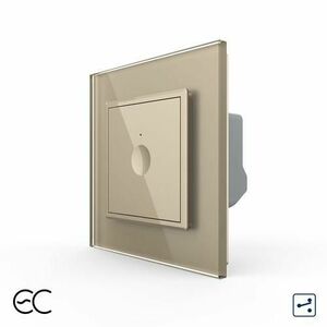 Intrerupator Simplu Cap Scara / Cruce cu Touch LIVOLO cu Rama din Sticla - Protocol Zigbee EC (Auriu) imagine