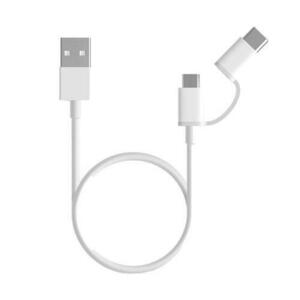 Cablu de Date Xiaomi 2 in 1 Micro USB si Type C, 100cm (Alb) imagine