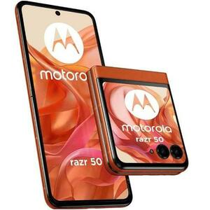 Telefon Mobil Motorola Razr 50, Procesor Mediatek Dimensity 7300X, Octa-Core, Foldable LTPO AMOLED Capacitive touchscreen 6.9inch, 8GB RAM, 256GB Flash, Camera Duala 50 + 13 MP, 5G, Wi-Fi, Dual SIM, Android (Portocaliu) imagine