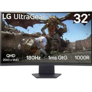 Monitor Gaming VA LED LG 31.5inch 32GS60QX-B, QHD (2560 x 1440), HDMI, DisplayPort, Ecran curbat, 180 Hz, 1 ms (Negru) imagine