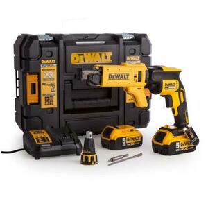 Masina de insurubat pentru gips-carton DeWalt DCF620P2K, 2 acumulatori Li-ion, 18 V, 5.0 Ah, incarcator, kit capete, manusi protectie (Galben/Negru) imagine