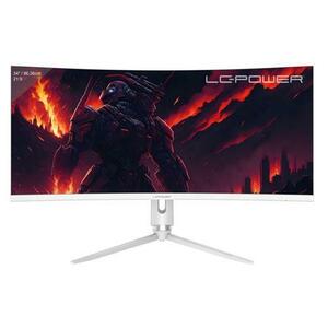 Monitor Gaming VA LED LC Power 34inch LC-M34-QC-PRO, UWQHD (3440 x 1440), HDMI, DisplayPort, Ecran curbat, 165 Hz, 1 ms (Alb) imagine