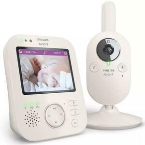 Baby Monitor si Camera Audio-Video Wireless Pentru Supraveghere Bebe Philips Avent Premium SCD891/26, Ecran LCD 3.5inch, Mod Vedere Nocturna Infrarosu, Talk-Back, Monitorizare Temperatura, Rotire, Cantece de Leagan, Lumina de Veghe (Alb) imagine