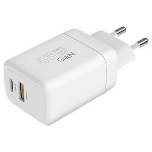 Incarcator retea Kruger&Matz GaN 45 W, functie Power Delivery si Quick Charge, 1 x USB Type-C, 1 x USB A (Alb) imagine