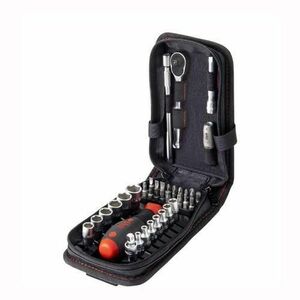 Set suruburi si biti Wiha WH44684, 1/4inch, 40 piese, geanta, clema pentru curea (Negru) imagine