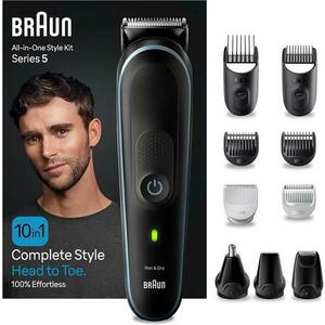 Aparat de tuns multifunctional 10 in 1 Braun MGK5445, Autonomie 100 minute, Trimmer pentru urechi si nas, Trimmer pentru detalii (Negru) imagine