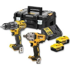 Set masini de gaurit si insurubat DeWalt DCK2077P2T-QW, 2 acumulatori Li-Ion, 18 V, 5.0 Ah, 2000 rpm incarcator, 2 valize (Galben/Negru) imagine